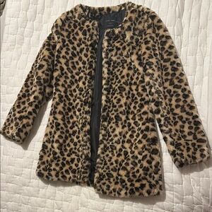Love Tree Leopard Print Faux Fur Coat